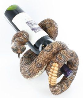 Realistic Decorative Rattlesnake Wine Bottle Holder Western Ranch Snake Viper Rattle Decor   Tabletop Wine Racks
