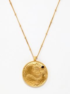 garnet and gold OM medallion necklace by Satya