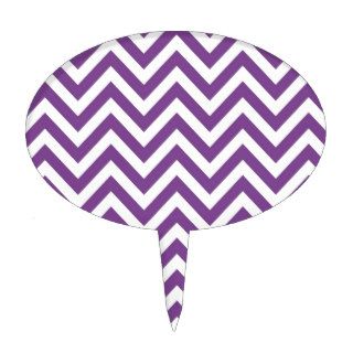 Zig Zag Purple and white striped Template Pattern Cake Toppers