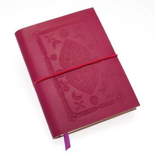 fair trade fushia leather notebook by paper high