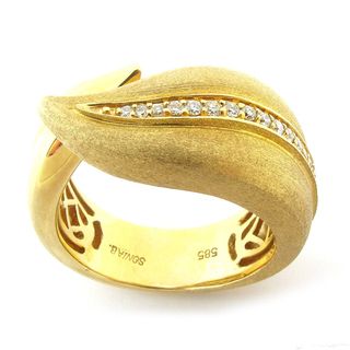 Sonia Bitton 14k Gold 1/5ct TDW Designer Diamond Leaf Ring (G H, SI1 SI2) Sonia Bitton Diamond Rings