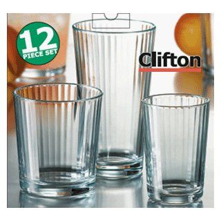 CLIFTON LINEA GLASSES SET, 12 PIECES Drinkware Kitchen & Dining