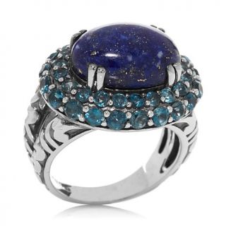 Hilary Joy Blue Lapis and London Blue Topaz Sterling Silver French Lace Texure