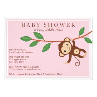 5 x 7 Little Monkey  Baby Shower Invite