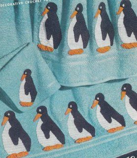 Vintage Crochet Pattern to make   Penguin Motif Applique Design Towel Edging. NOT a finished item. This is a pattern and/or instructions to make the item only.  Prints  