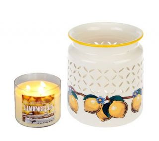 Bath & Body Works Ceramic Lemon Luminary w/14.5oz Triple Wick Candle —