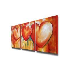 Hand painted Oil Heart on Canvas Art Set Canvas
