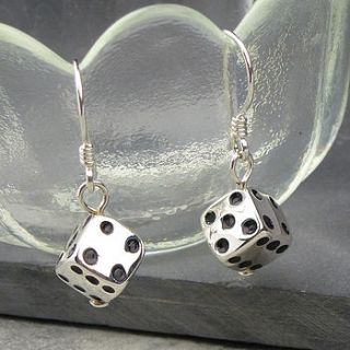 silver lucky dice earrings by hersey silversmiths