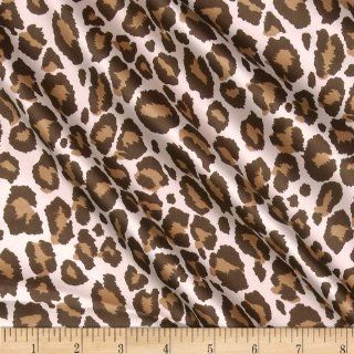 58'' Wide Satin Charmeuse Leopard Light Pink/Brown Fabric By The Yard