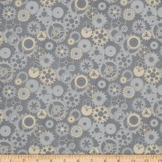 Mr. Roboto Gears Grey Fabric By The YD