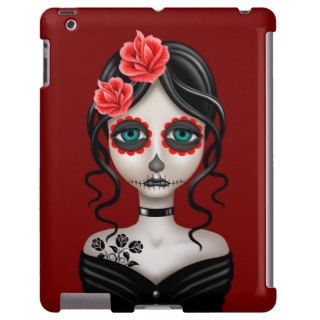 Sad Day of the Dead Girl on Red