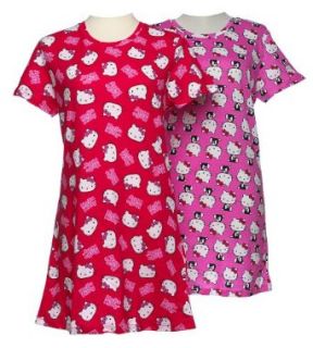 Hello Kitty SLEEPY CAT Ladies/Juniors Cotton Nightshirt Gift Set (L, Red) Sleepwear Clothing