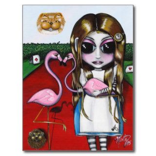 Alice in Wonderland "Flamingo Croquet" Postcard