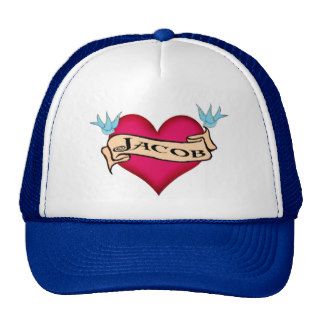 Jacob   Custom Heart Tattoo T shirts & Gifts Mesh Hats