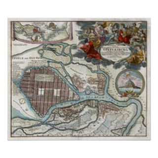 1720 Saint Petersburg Map Posters