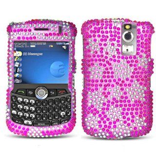 Hard Plastic Snap on Cover Fits RIM Blackberry 8300 8310 8320 8330 Curve Silver Heart With Hot Pink Full Diamond AT&T, Sprint, Verizon Cell Phones & Accessories
