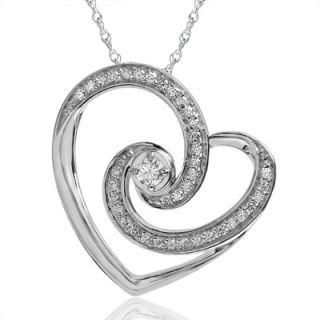 CT. T.W. Diamond Swirl Tilted Heart Pendant in Sterling Silver