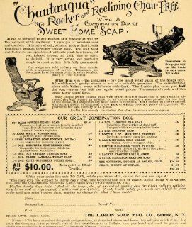 1895 Ad Chautauqua Rocker Reclining Chair Larkin Soap   Original Print Ad  