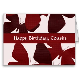 Happy Birthday Cousin, red butterflies Card