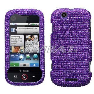 New Purple Sparkling Rhinestones Full Diamond Bling Motorola Cliq MB200 Snap on Cell Phone Case Cell Phones & Accessories