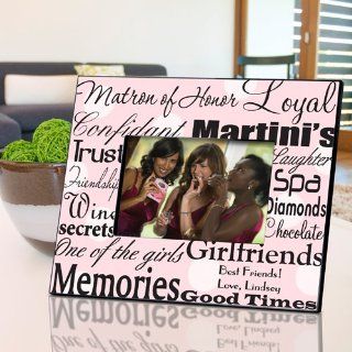 Personalized Matron of Honor Picture Frame   Polka Dots on Pink Matron of Honor Picture Frame  