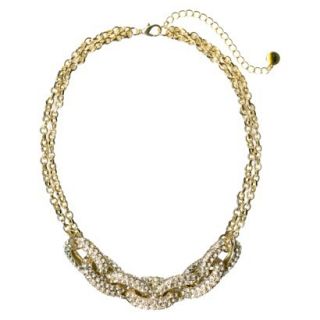 Pave Stone Link Statement Necklace   Gold