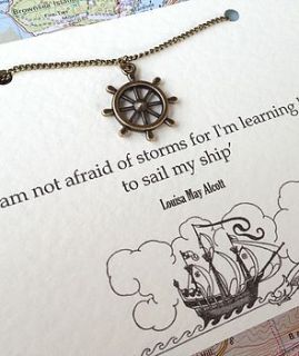 louisa may alcott ship wheel necklace by literary emporium