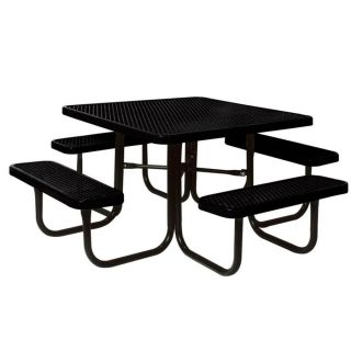 Ultra Play 6 ft 6 in Black Steel Square Picnic Table