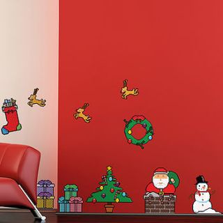 retro christmas pixel multipack wall stickers by the binary box