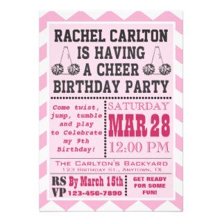 Pink Cheerleading Birthday Party Invitation