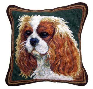 Blenheim Cavalier King Charles Spaniel Dog Needlepoint Throw Pillow 10"  