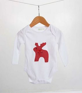 red spotty reindeer bodysuit by jack and ava