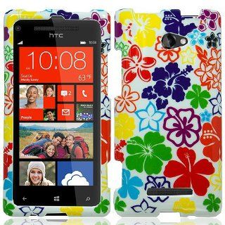 Rainbow Hawaii Flower Hard Cover Case for HTC Windows Phone 8X Cell Phones & Accessories