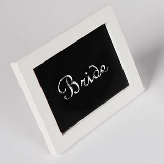 set of five chalk board place name holders by flowerbug designs