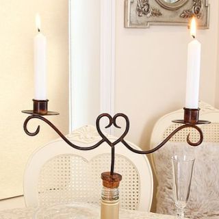 heart bottle stopper with twin candle holders by dibor