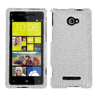 Silver Diamond Crystal Bling Protector Case for HTC 6990 (Windows Phone 8X) Cell Phones & Accessories