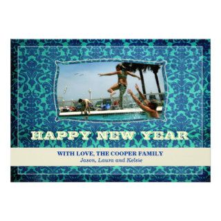 GC  Cool Blue Vintage  Happy New Year Invite
