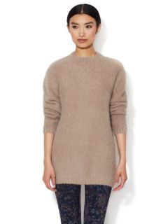 Textured Angora Mock Turtleneck Sweater by Cynthia Rowley