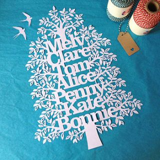 large unframed family tree papercut by eticuts