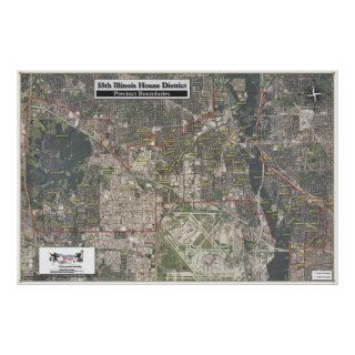 55th Illinois House District   Aerial Map Poster