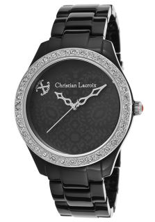 Christian Lacroix 8004701  Watches,Womens Black Acetate Black Dial Silver Tone Accents, Dress Christian Lacroix Quartz Watches