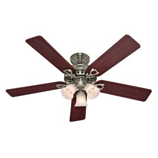 Hunter The Sontera 52 in Brushed Nickel Downrod or Flush Mount Ceiling Fan with Light Kit and Remote
