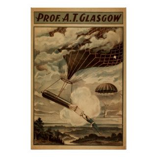 Prof. GLASGOW Balloon Parachute VAUDEVILLE Poster