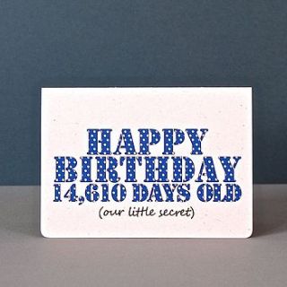 personalised secret birthday days card by ruby wren designs