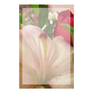 Stationery  Pink Lily & Red Rose With Border