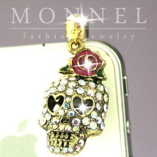Ip620 Cute Crystal Skull Face Anti Dust Plug Cover Charm for Iphone 4 4s Cell Phones & Accessories