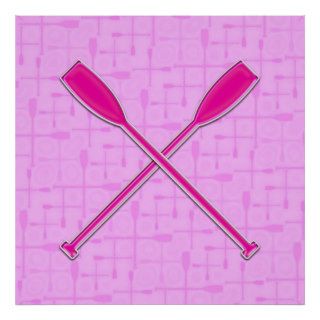Crossed Oars Pink Posters