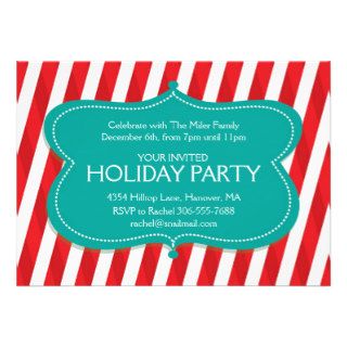 Candy Cane Christmas Holiday Party Invitations