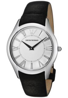 Emporio Armani AR2021  Watches,Womens Super Slim White Dial Black Leather, Casual Emporio Armani Quartz Watches
