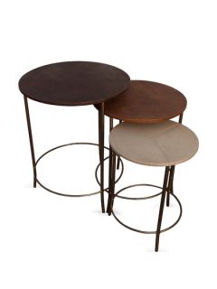 Round Leather Bunching Tables by Sarreid